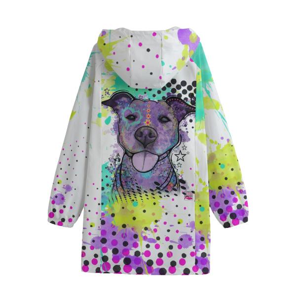 Regenjacke mit Hundemitiv von hinten